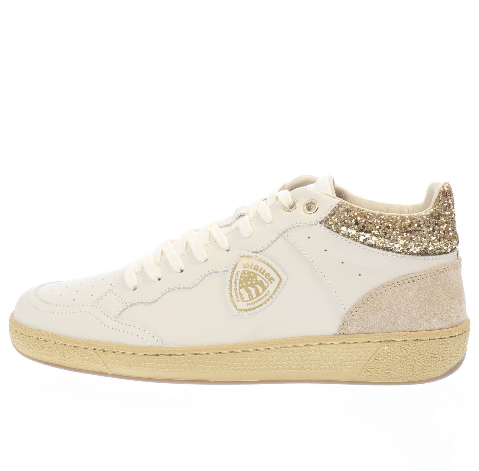 BLAUER Olympia - Hohe Sneakers aus Leder und Wildleder Damen weiß Foto 3