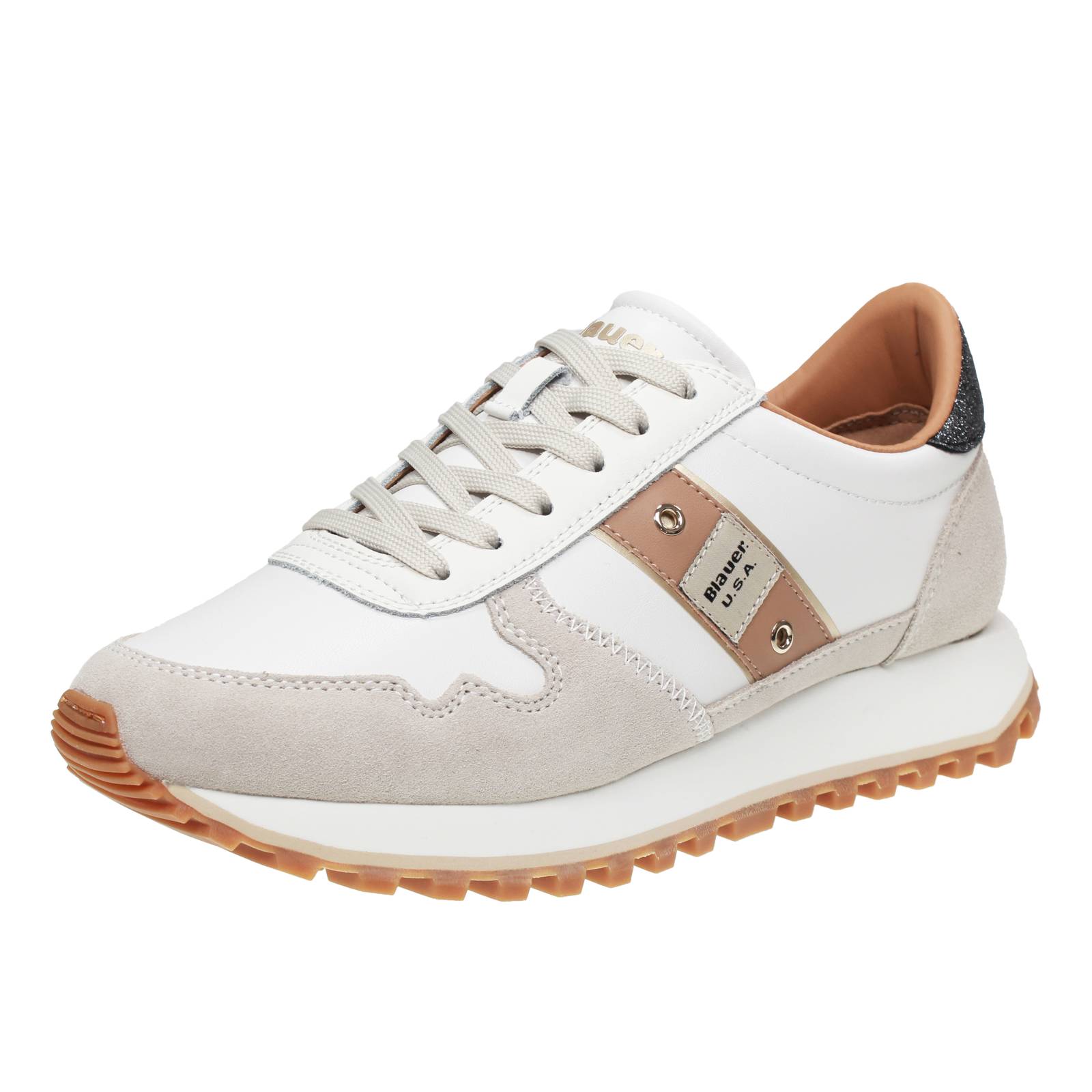 BLAUER Millen - Niedrige Leder-Sneakers Damen beige