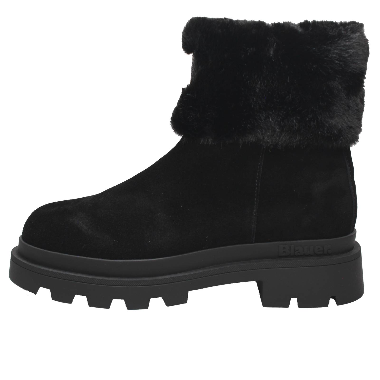 BLAUER Plateaustiefel aus Wildleder mit Fell Damen schwarz Foto 3