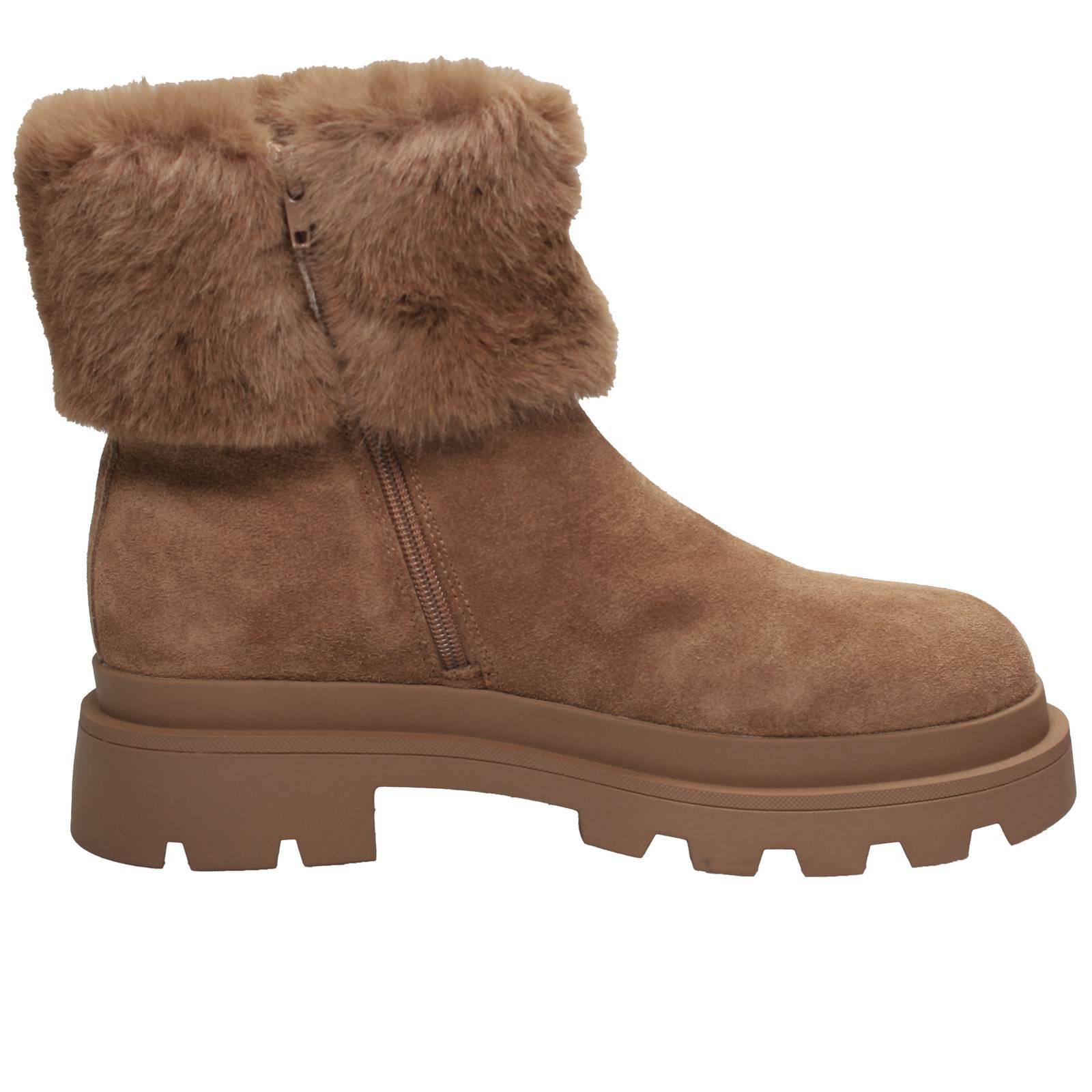 BLAUER Plateaustiefel aus Wildleder mit Fell Damen braun Foto 2
