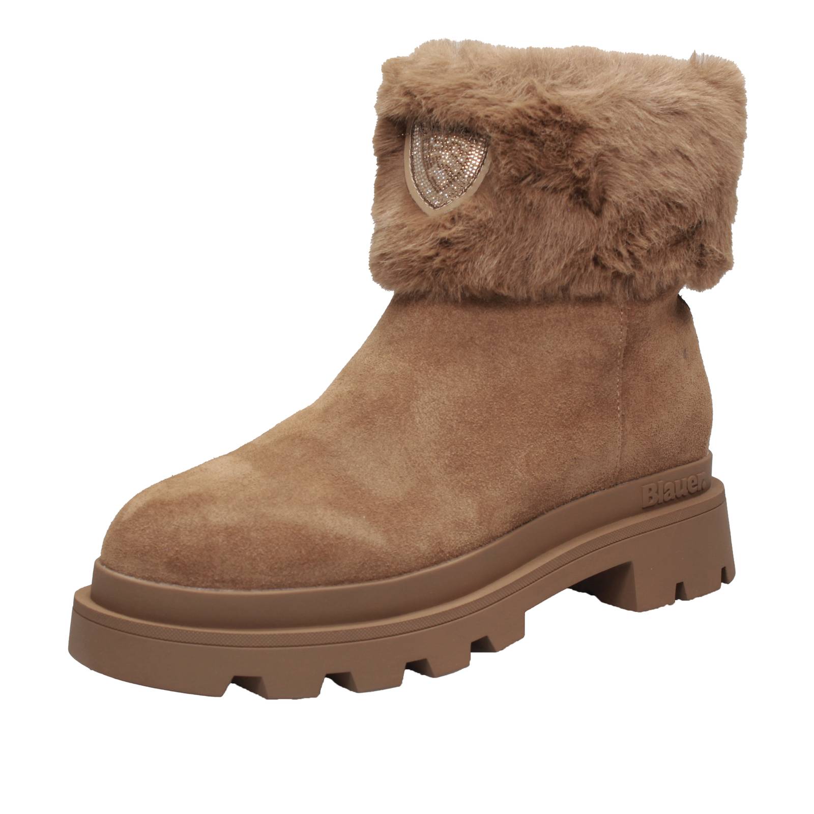 BLAUER Plateaustiefel aus Wildleder mit Fell Damen braun
