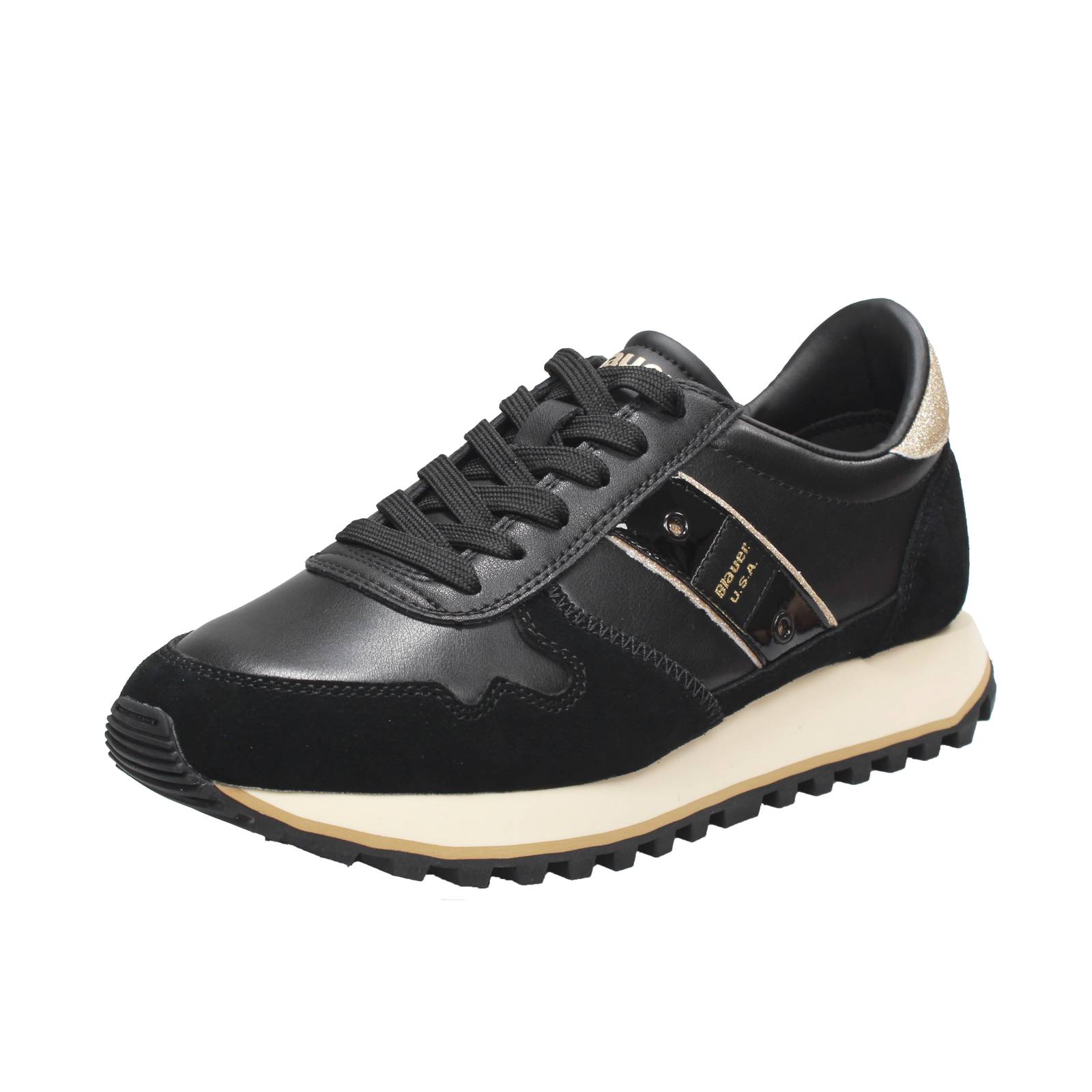 BLAUER Millen - Niedrige Leder-Sneakers Damen schwarz