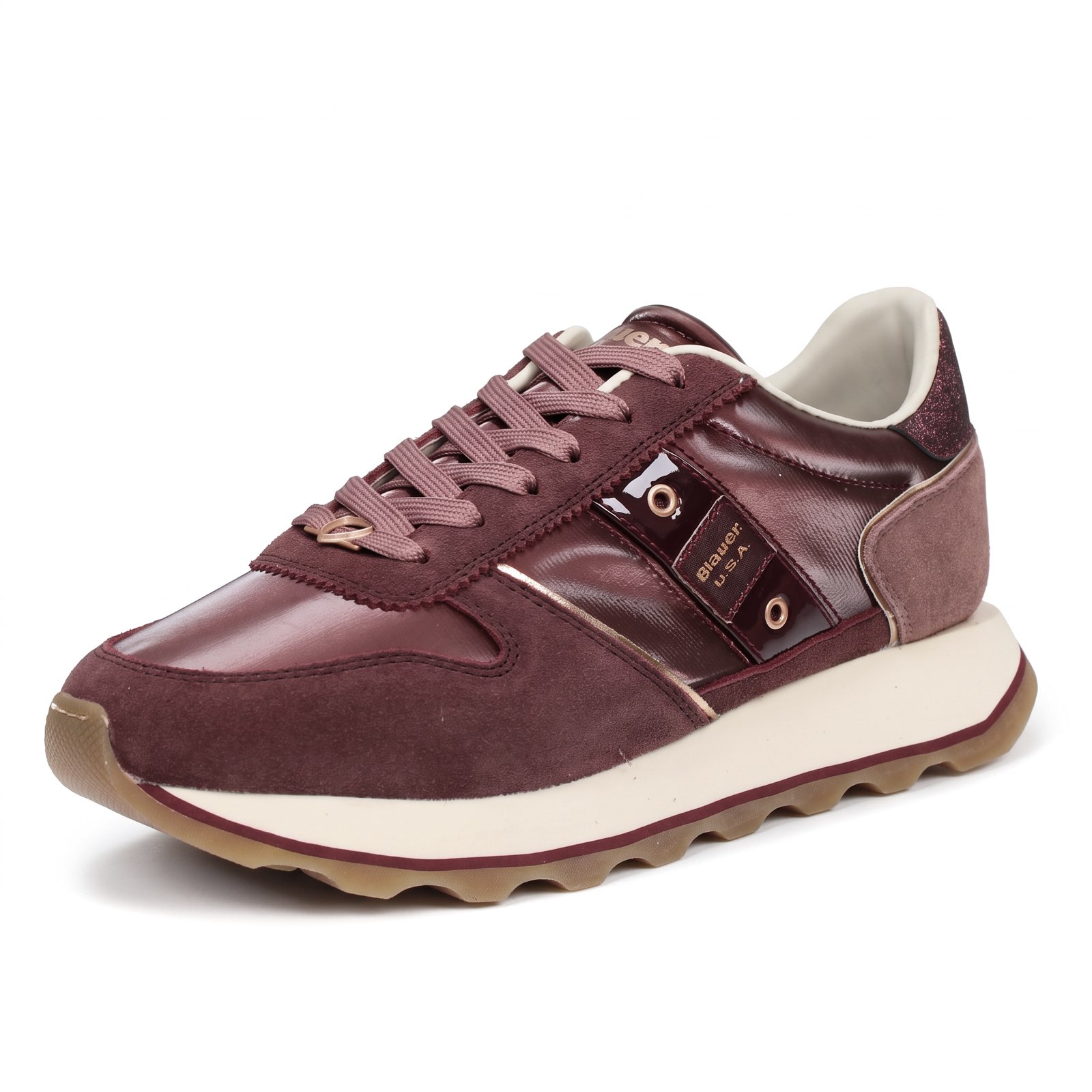 BLAUER Mills – Niedrige Sneakers aus Wildleder Damen bordeaux
