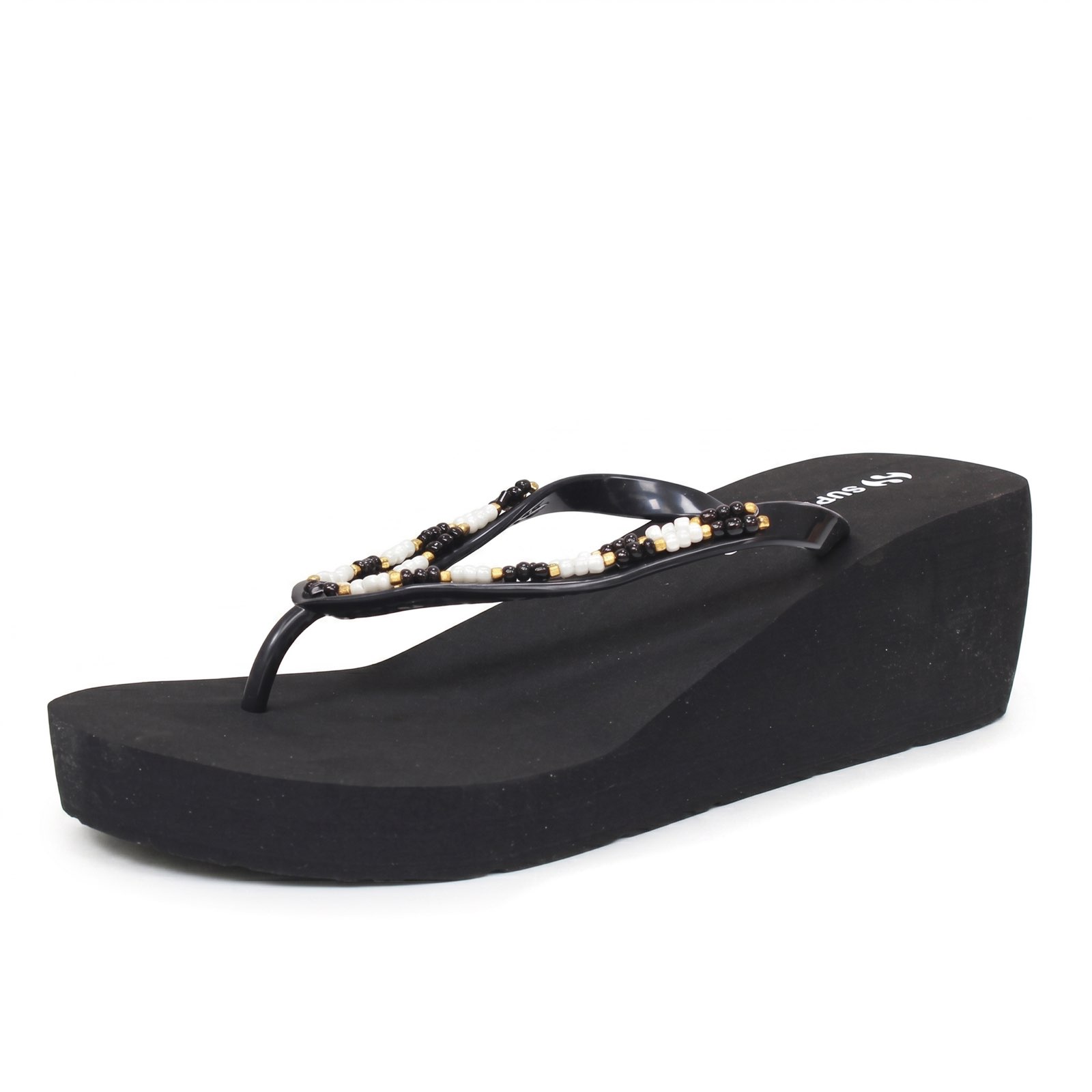 SUPERGA  Flip-Flops mit Keilabsatz Damen schwarz