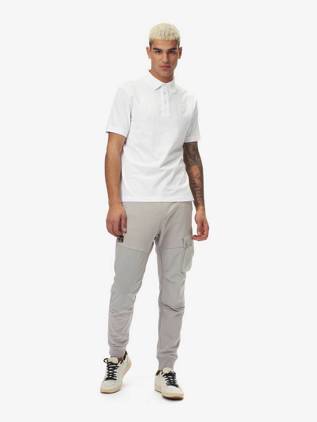BLAUER Cotton Jersey Short Sleeve Polo Shirt Man white Photo 2