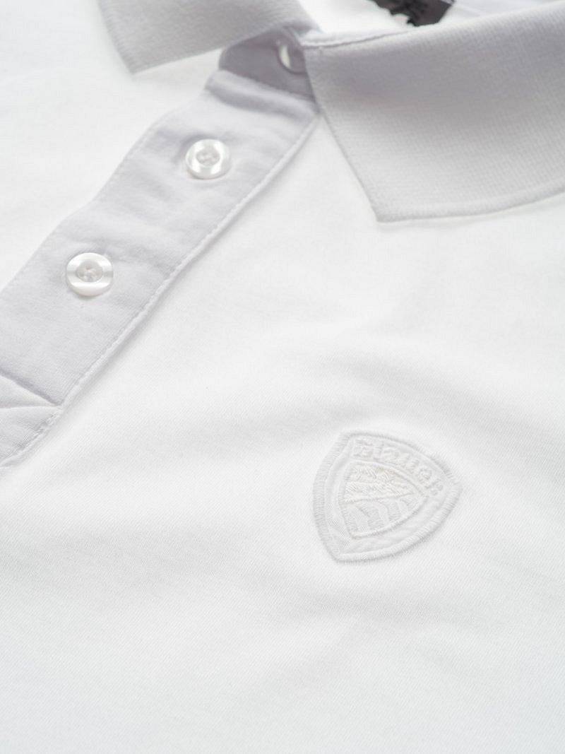 BLAUER Cotton Jersey Short Sleeve Polo Shirt Man white Photo 4