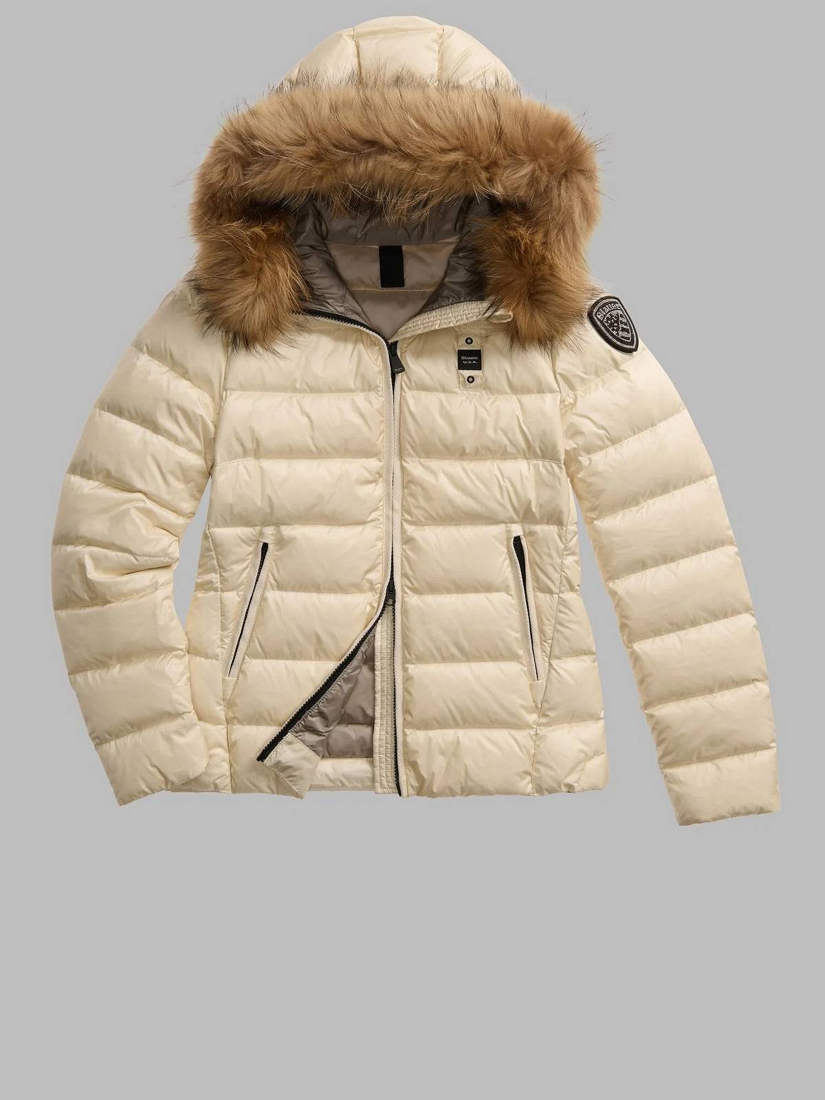 BLAUER Arcadia - Kurze Daunenjacke mit Fell Damen beige