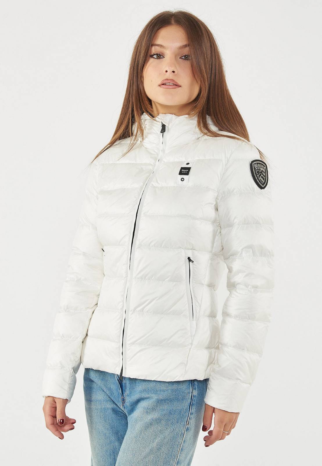 BLAUER Charme - Kurze Daunenjacke mit Kapuze Damen weiß Foto 2