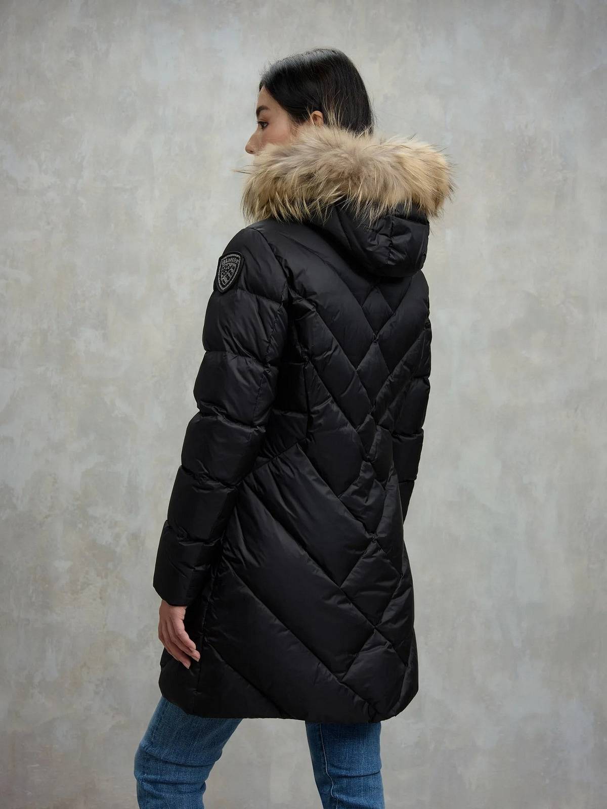 BLAUER Althea - Lange Daunenjacke mit Fell Damen schwarz Foto 3