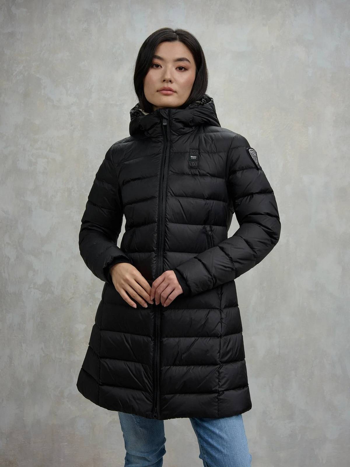 BLAUER Agnes - Lange Daunenjacke mit Kapuze Damen schwarz Foto 2