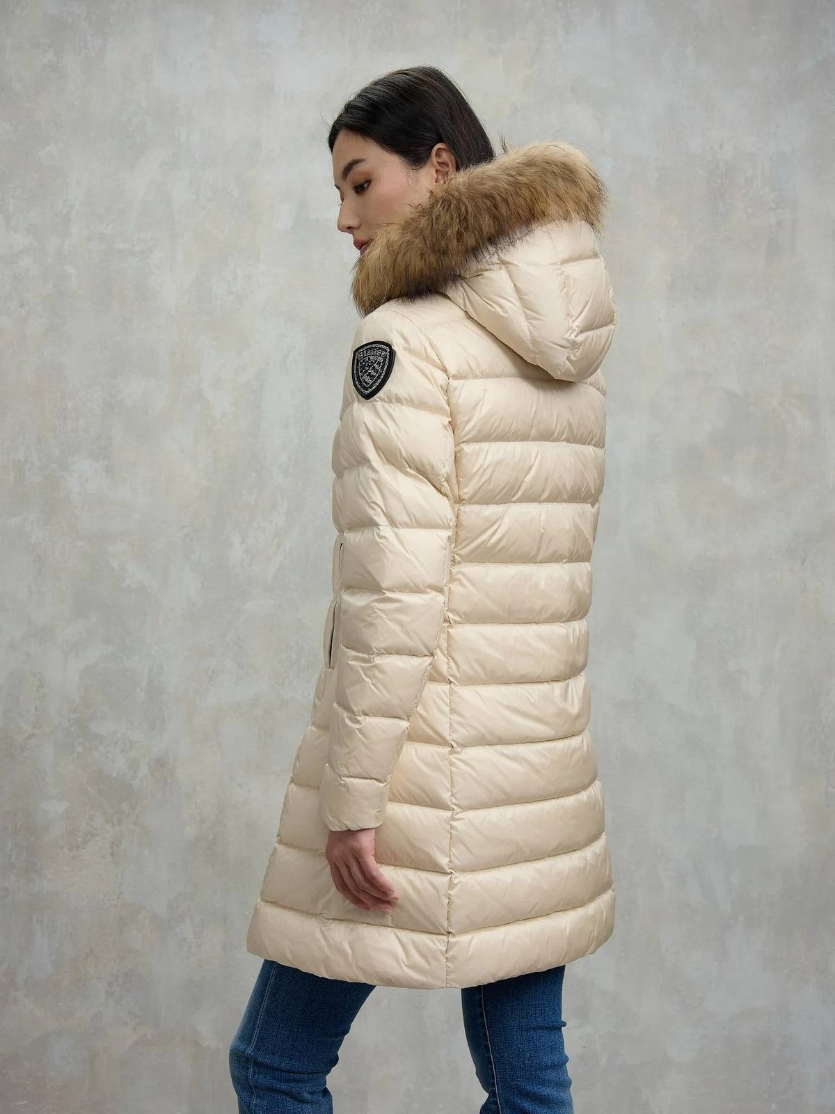 BLAUER Kristin - Lange Daunenjacke mit Fellkapuze Damen beige Foto 3
