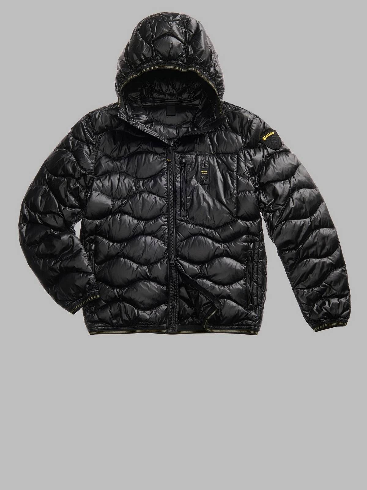 BLAUER Wave - Kurze Daunenjacke mit Kapuze Herren schwarz
