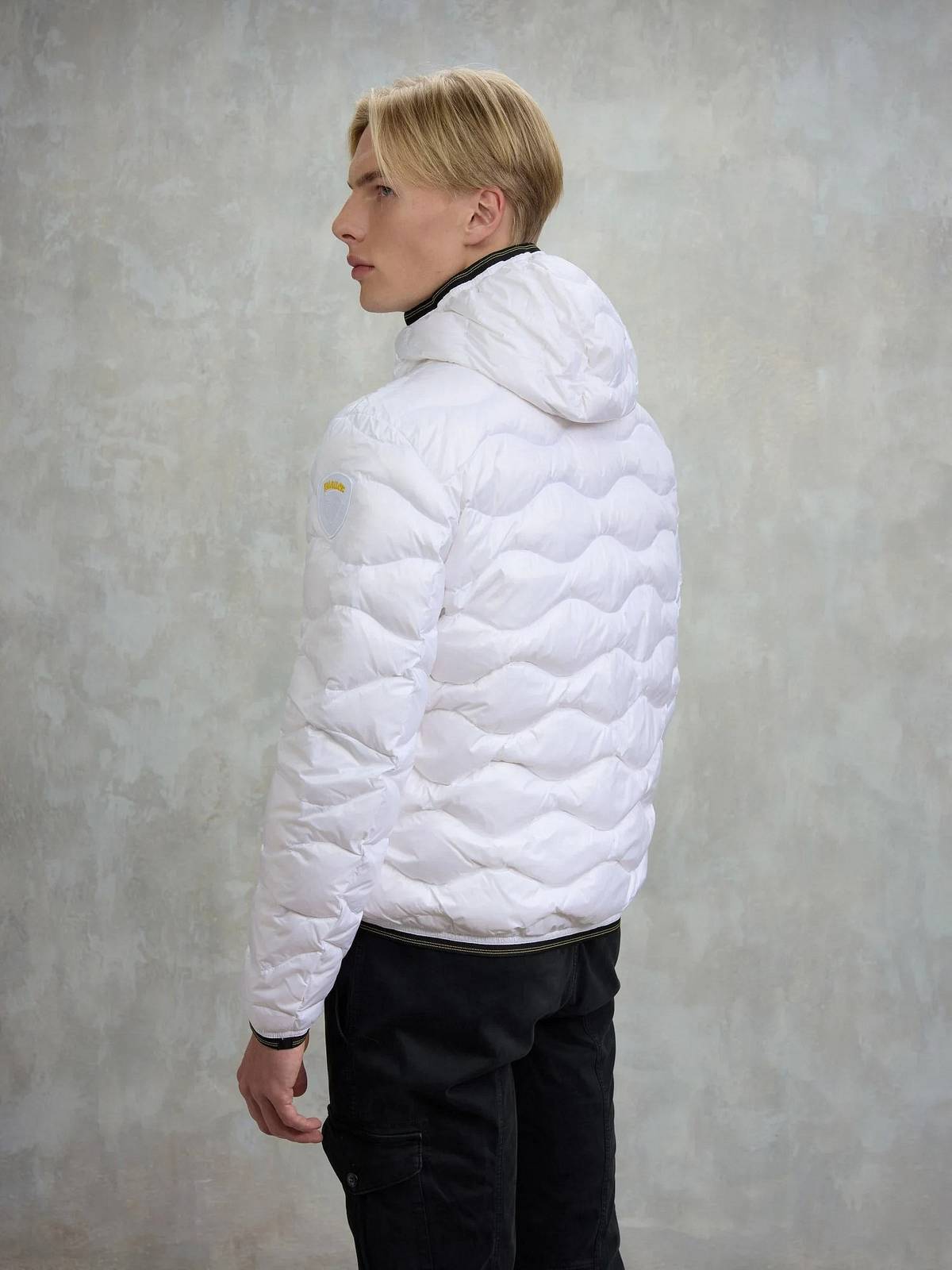 BLAUER Wave - Kurze Daunenjacke mit Kapuze Herren weiß Foto 3