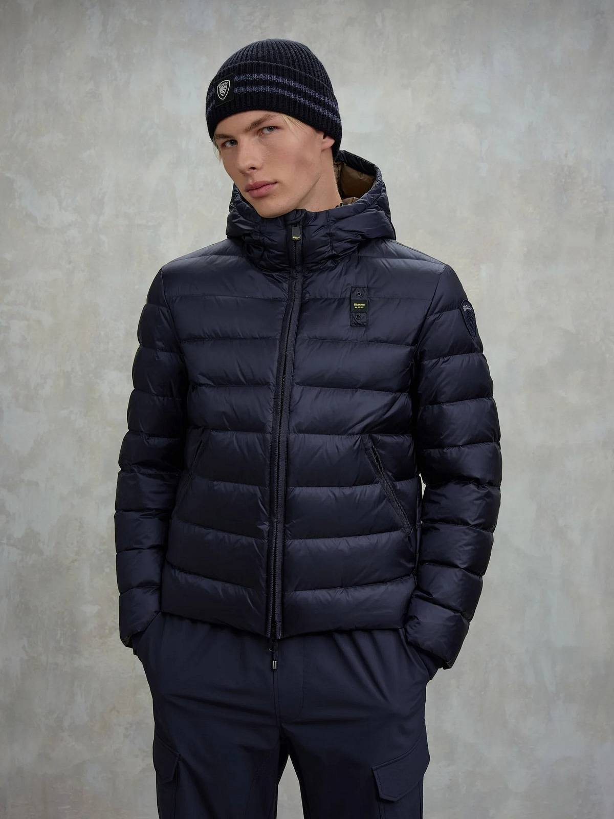 BLAUER Acton - Piumino corto cappuccio Uomo blu Foto 2