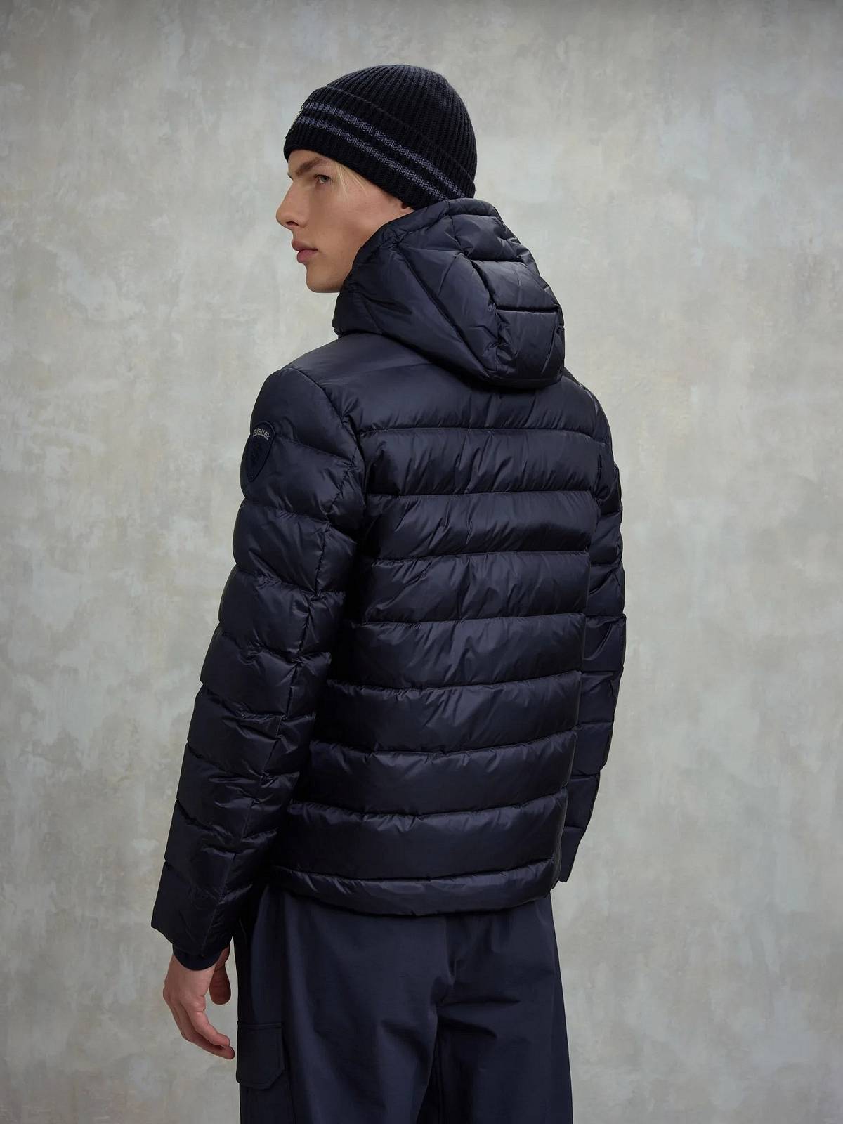 BLAUER Acton - Piumino corto cappuccio Uomo blu Foto 3