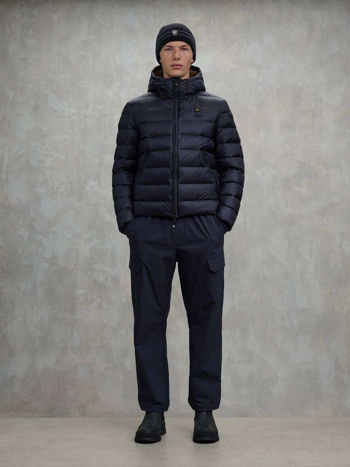BLAUER Acton - Piumino corto cappuccio Uomo blu Foto 4