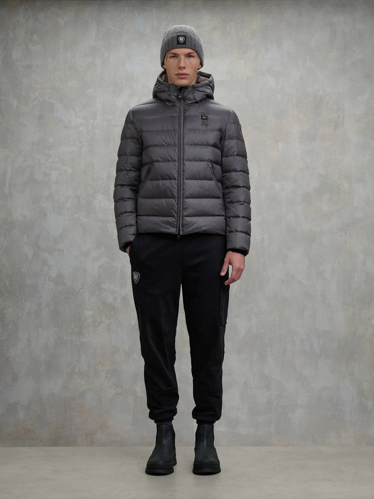BLAUER Acton - Piumino corto cappuccio Uomo grigio Foto 4
