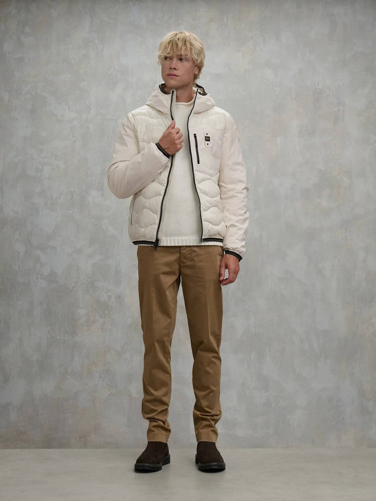 BLAUER Albert - kurze Daunenjacke mit Kapuze Herren weiß Foto 3