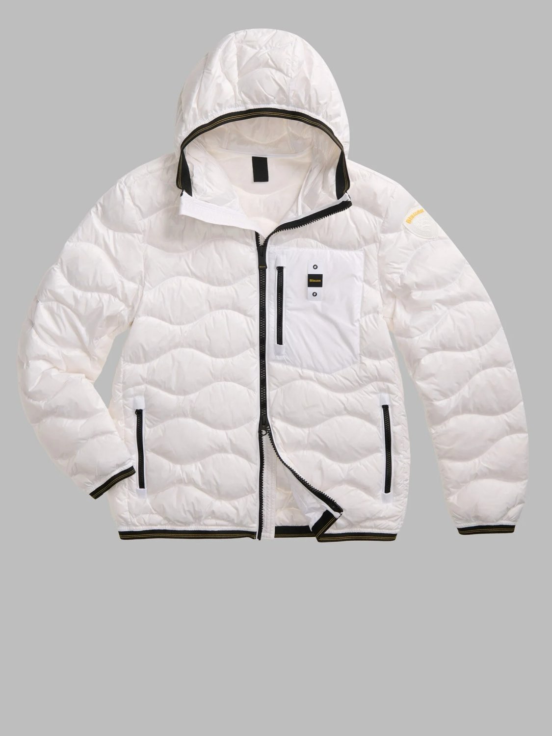 BLAUER Wave – Kurze Daunenjacke mit Kapuze Herren weiß