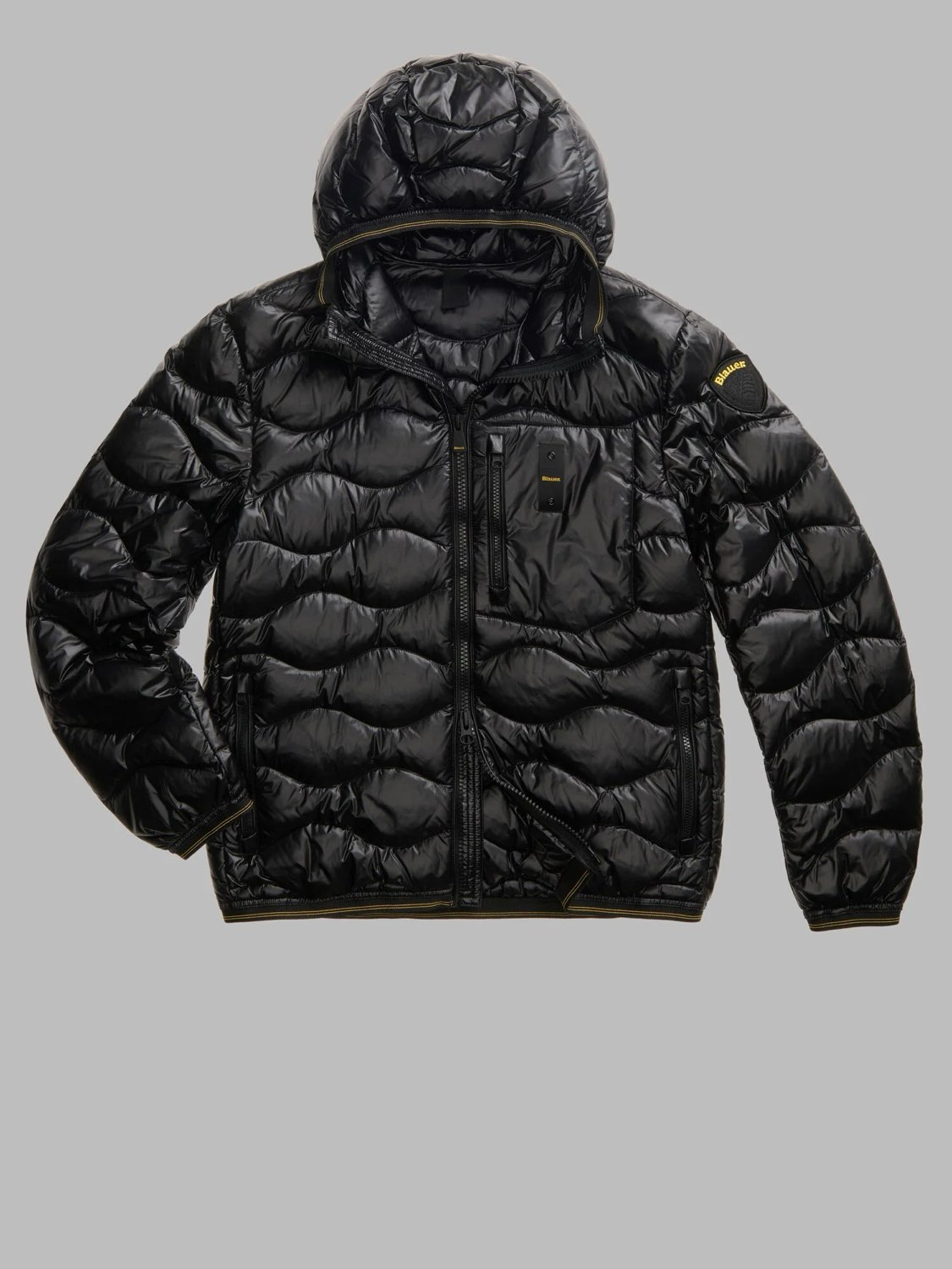 BLAUER Wave – Kurze Daunenjacke mit Kapuze Herren schwarz
