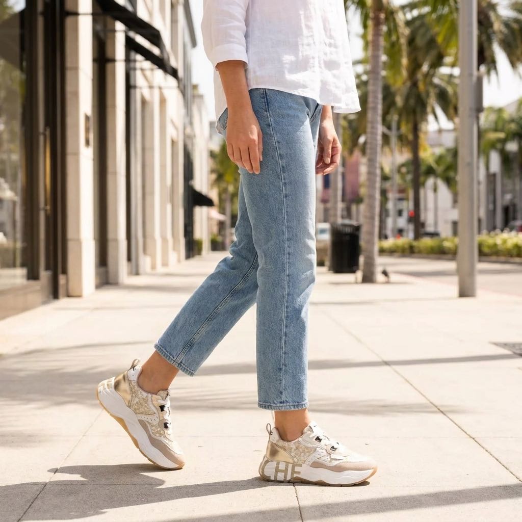 VOILE BLANCHE Club 105 - Sneakers Platform in Pelle Donna beige Foto 2
