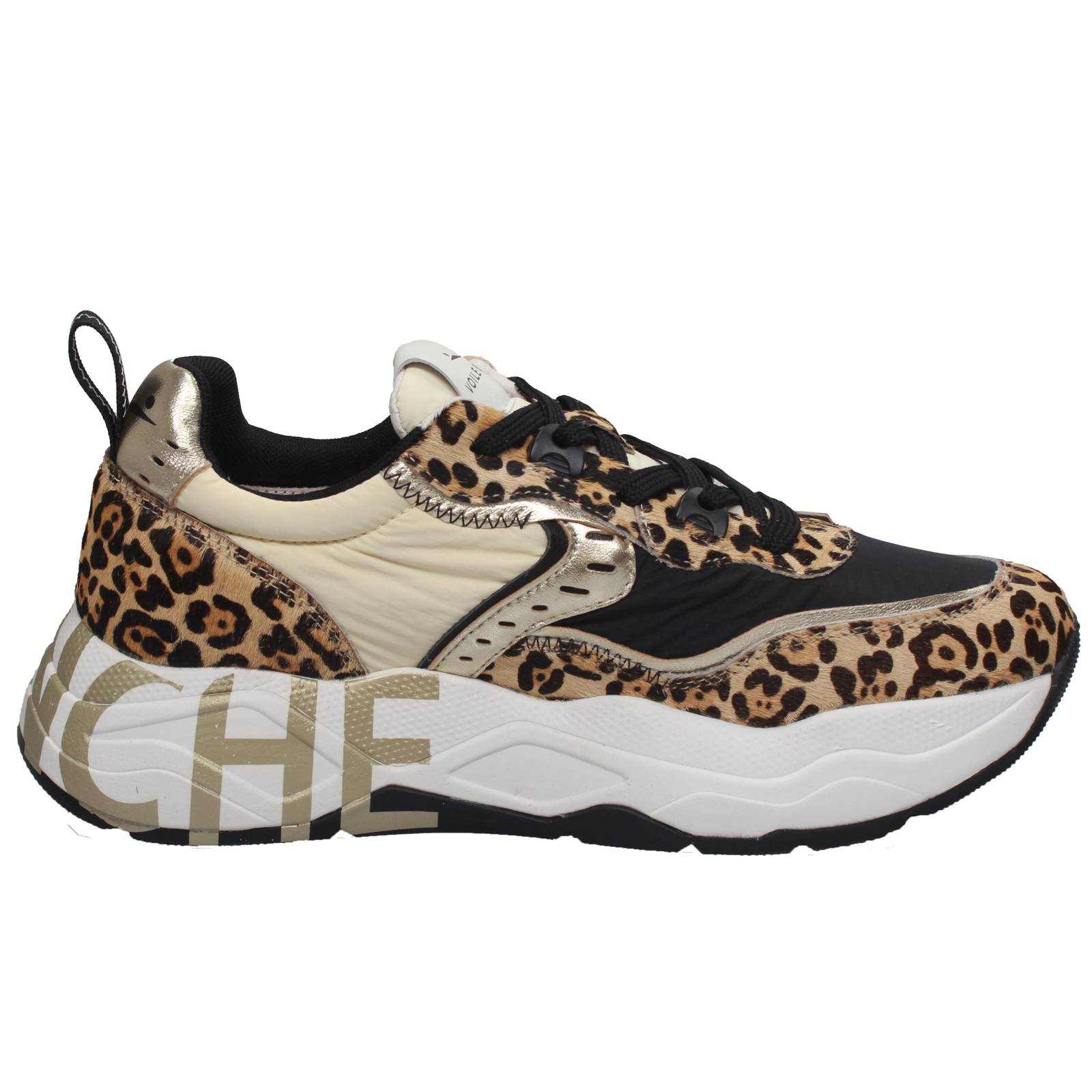 VOILE BLANCHE Club 105 - Sneakers Platform in Pelle Donna sabbia Foto 3
