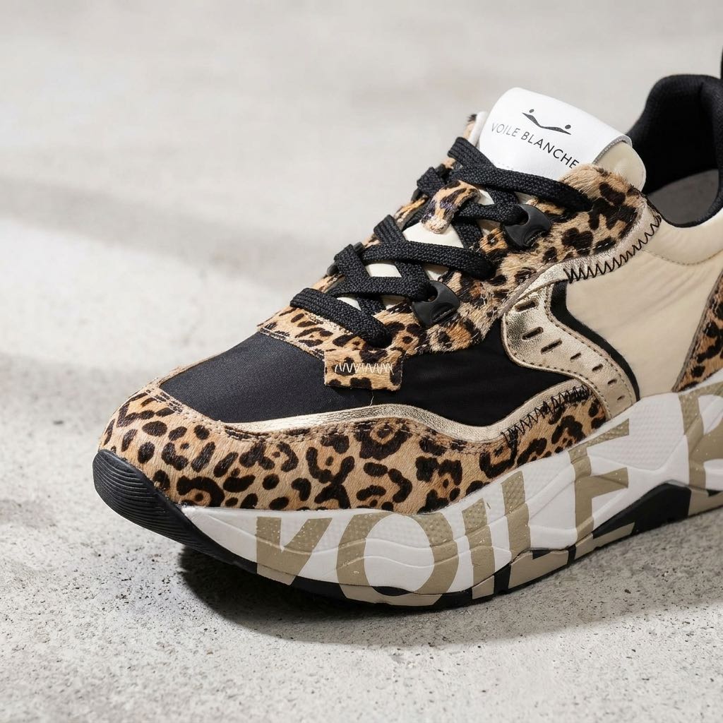 VOILE BLANCHE Club 105 - Sneakers Platform in Pelle Donna sabbia Foto 5