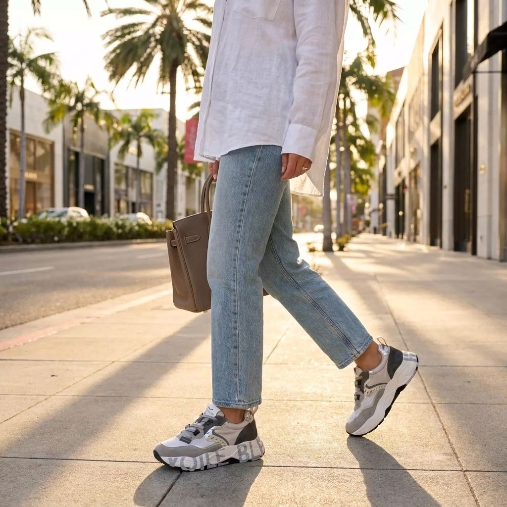 VOILE BLANCHE Club 105 - Sneakers Platform in Pelle Donna argento Foto 2