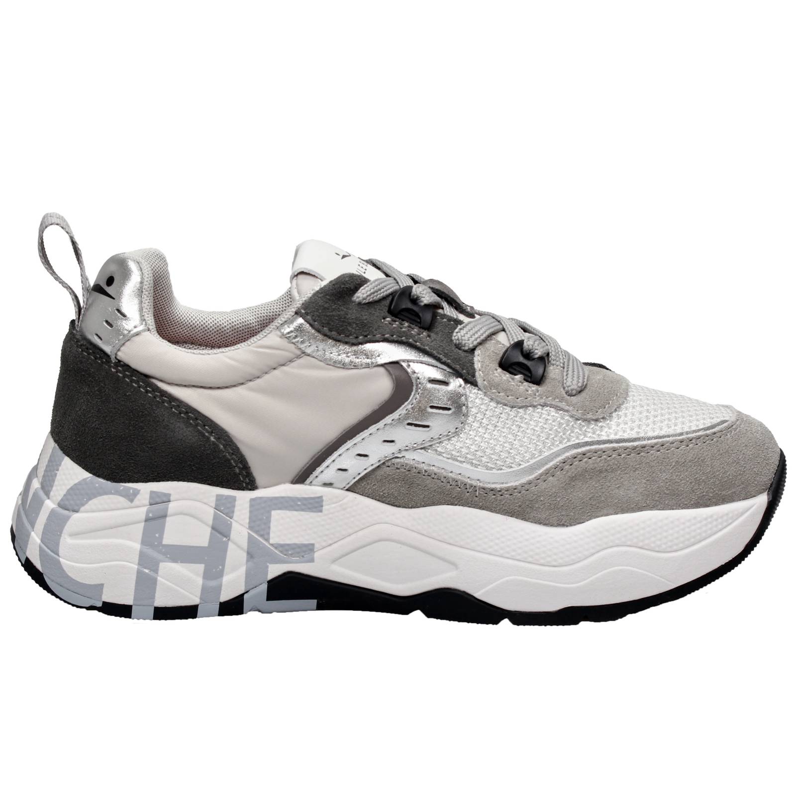 VOILE BLANCHE Club 105 - Sneakers Platform in Pelle Donna argento Foto 3