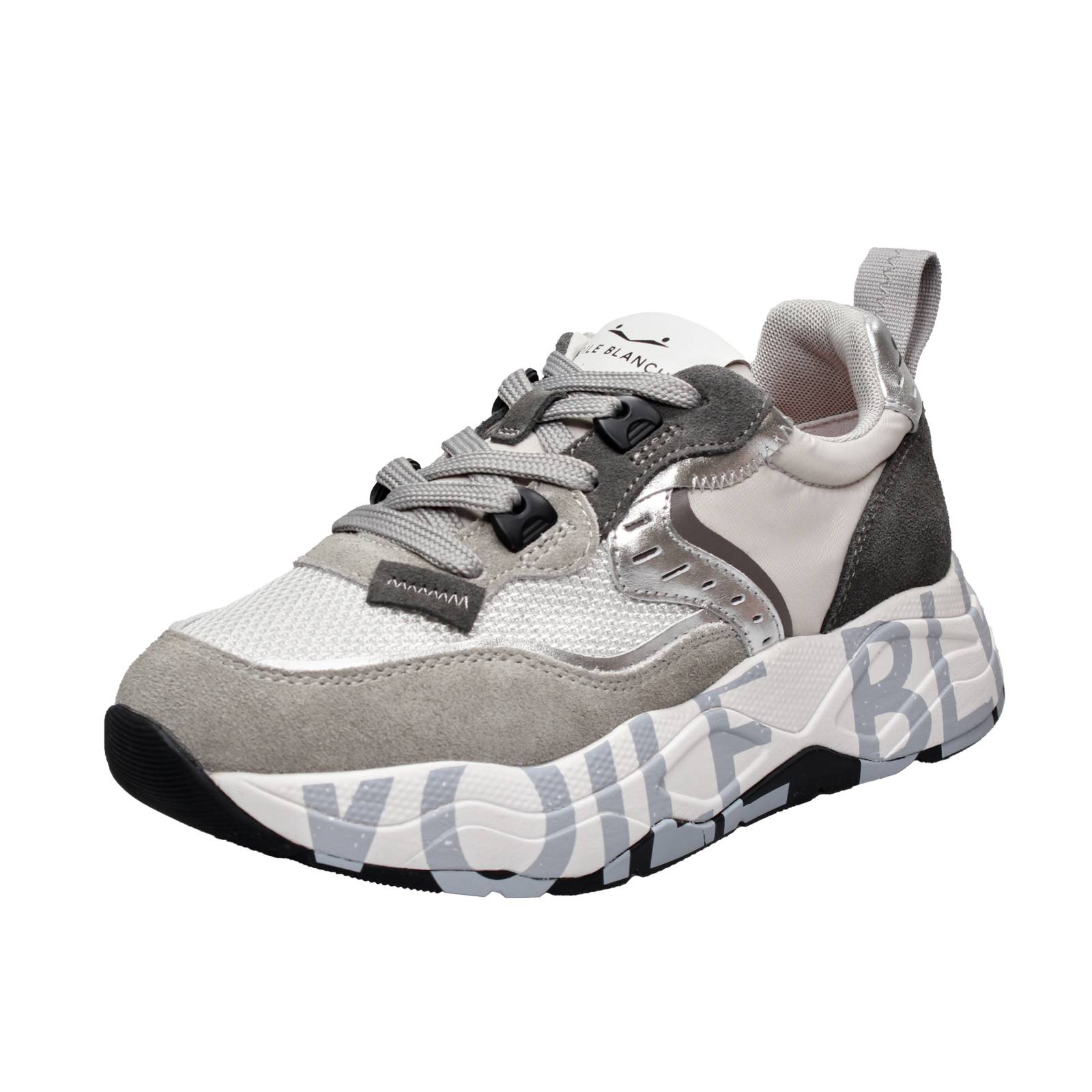 VOILE BLANCHE Club 105 - Plateau-Sneakers aus Leder Damen silberfarben