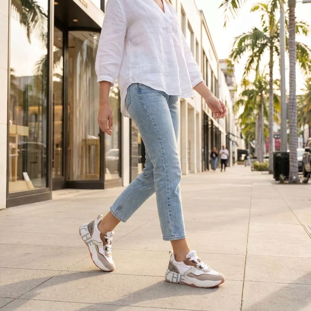VOILE BLANCHE Club 105 - Sneakers Platform in Pelle Donna beige Foto 2