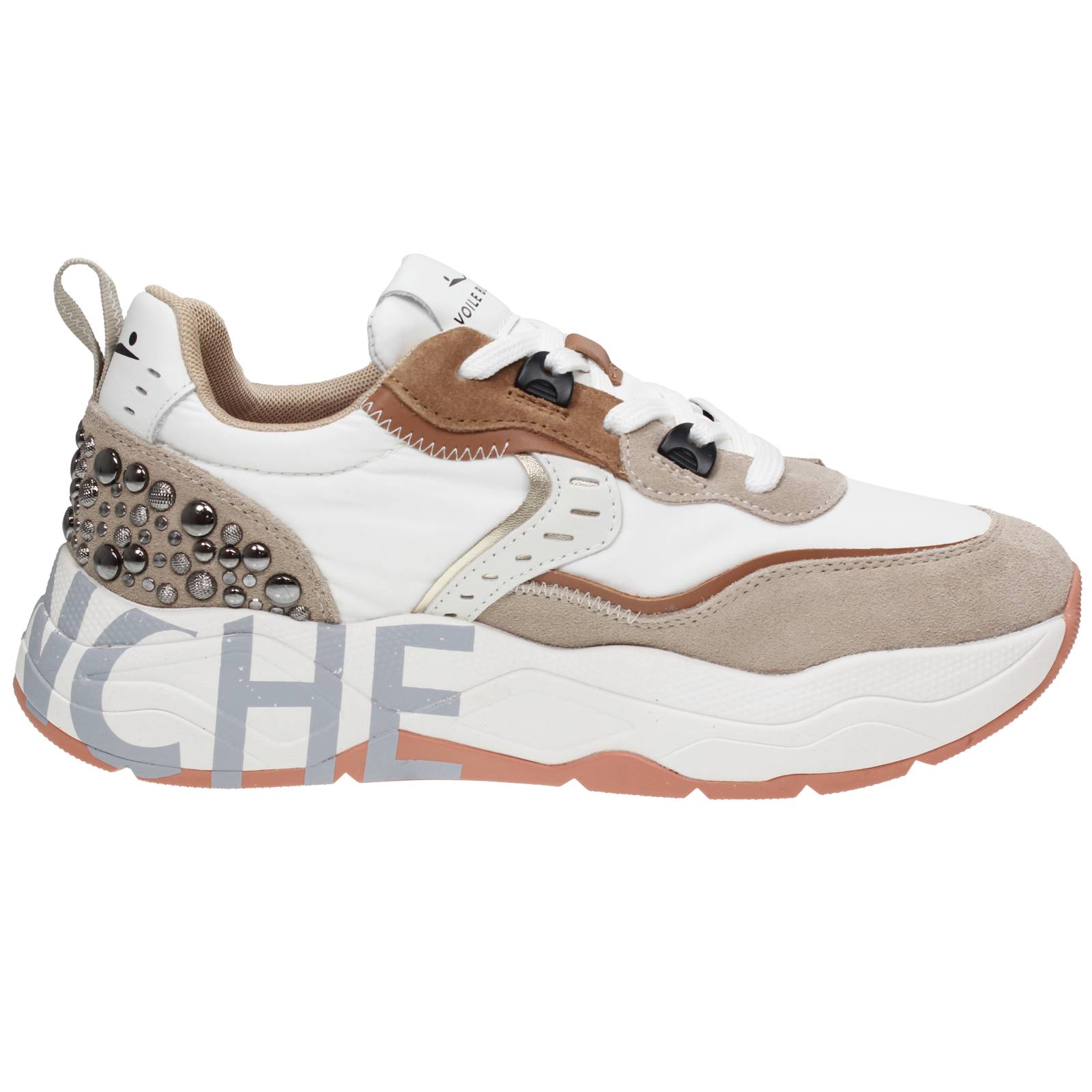 VOILE BLANCHE Club 105 - Sneakers Platform in Pelle Donna beige Foto 3