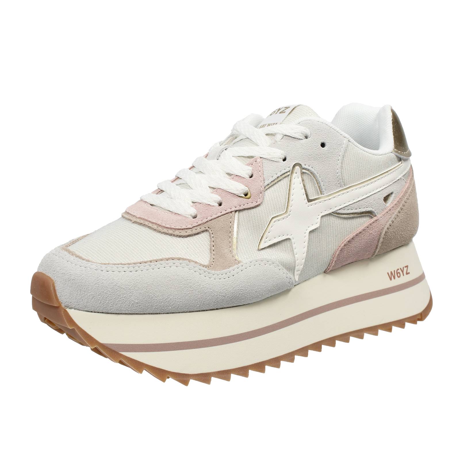 Кроссовки W6yz Wizz Deva - Weiße Glitzer Stoff - Кроссовки Damen Schuhe