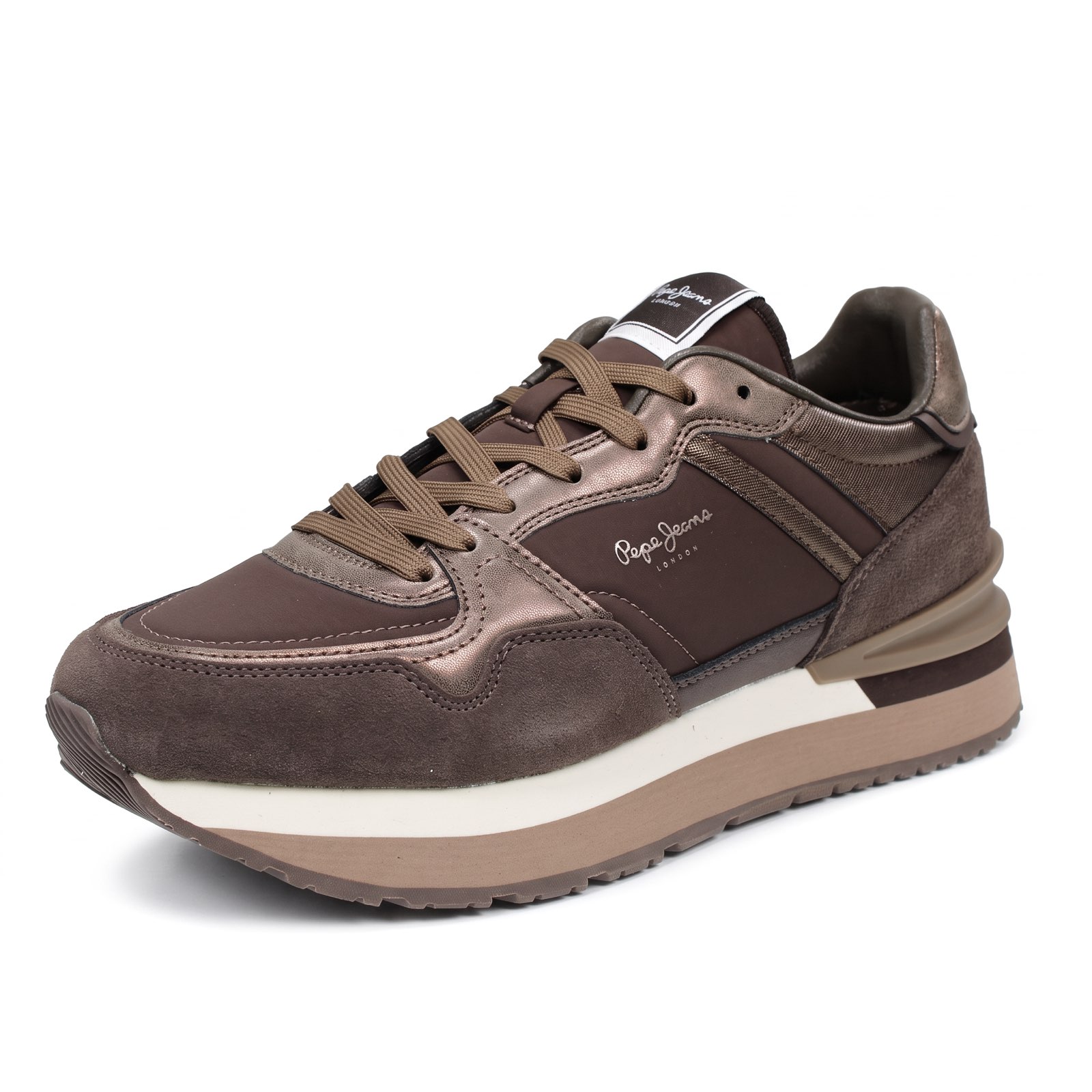 PEPE JEANS Nala Night - Sneakers platform in Suede Donna marrone