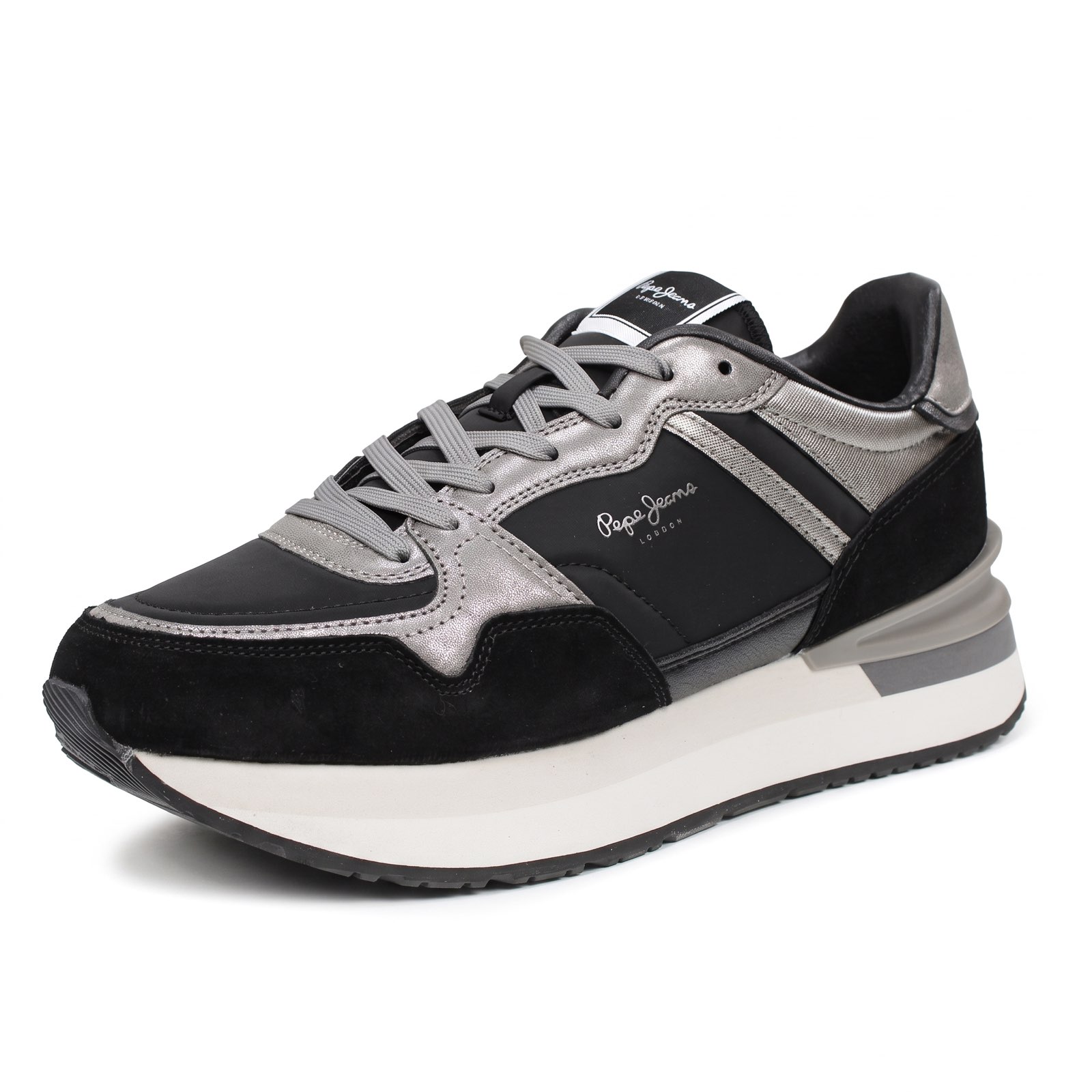 PEPE JEANS Nala Night - Sneakers platform in Suede Donna nero