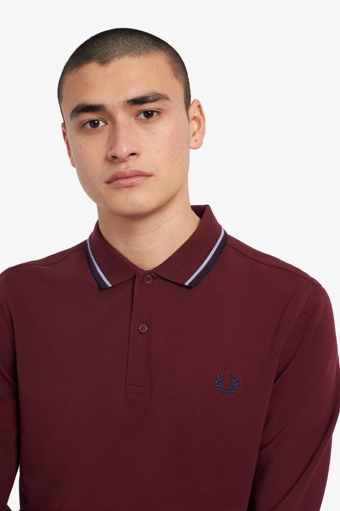 FRED PERRY Polo Manica Lunga Piquè bordeaux Polo Maniche Lunghe Uomo M3636