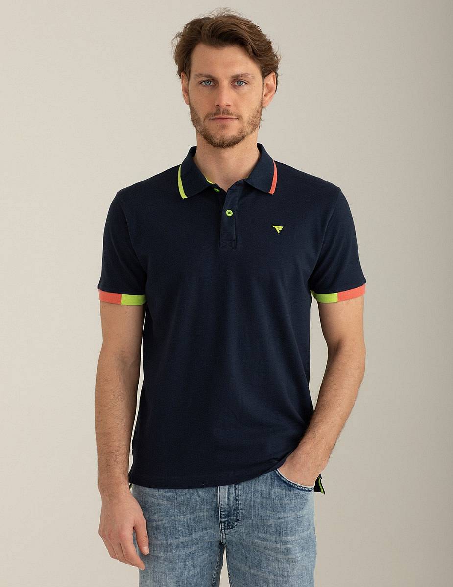 FRED MELLO Short Sleeve Piquet Stretch Polo Shirt Man blue