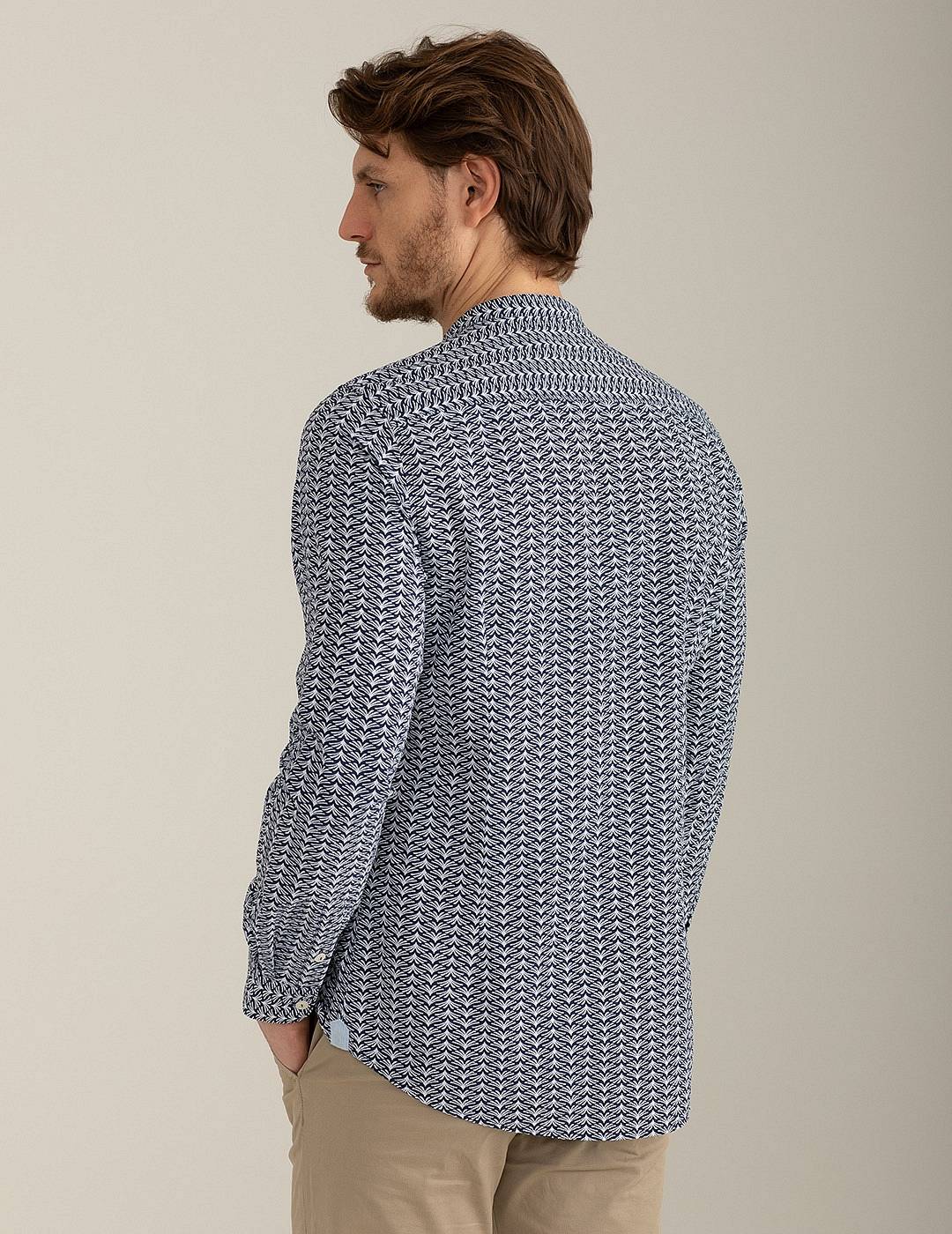 FRED MELLO Camicia Coreana Stampata Uomo blu Foto 2