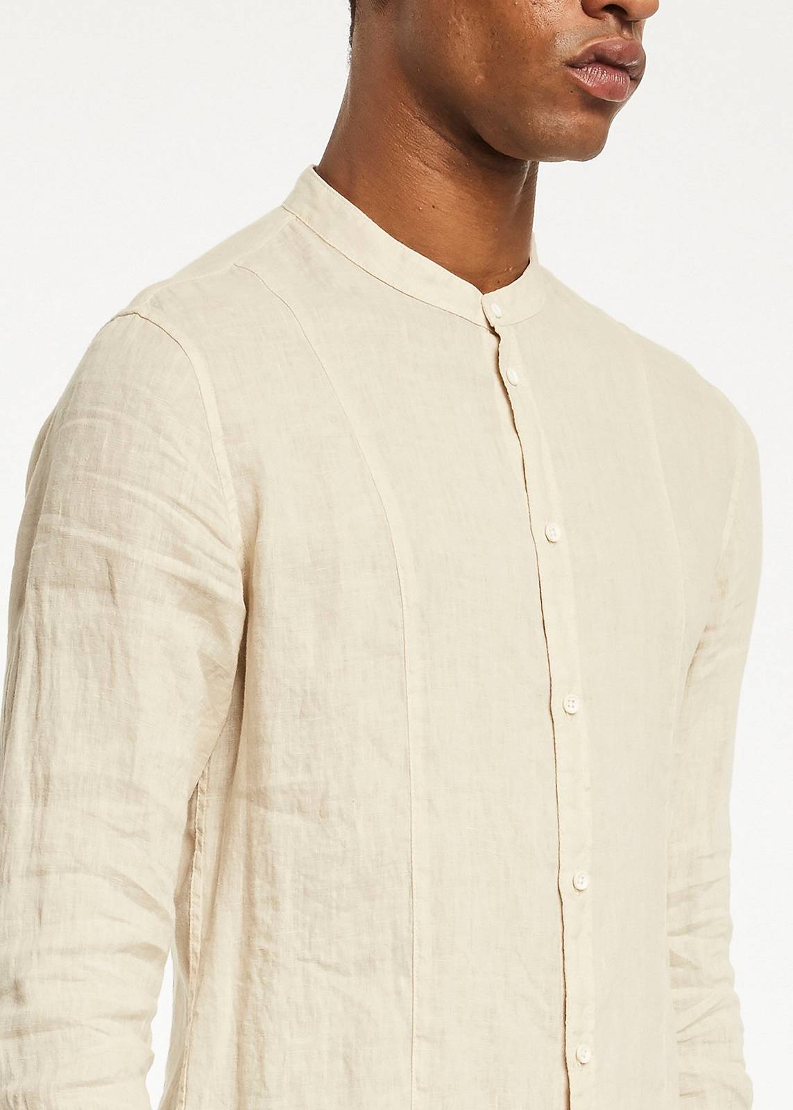 GAUDI' Camicia Manica Lunga Coreana  Uomo sabbia Foto 4