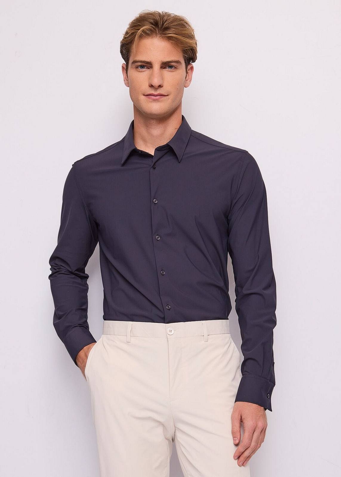 GAUDI' Camicia collo Italiano Uomo blu
