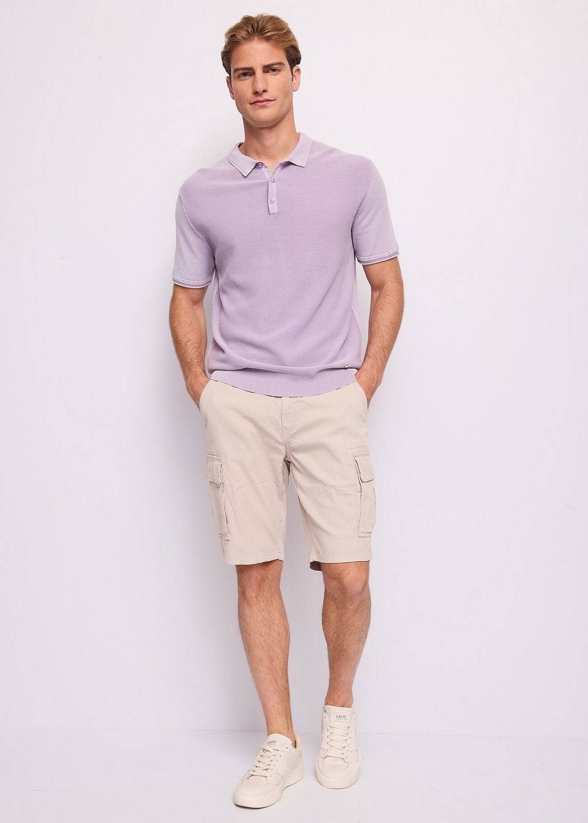 GAUDI' Knitted polo shirt Man lilac Photo 4