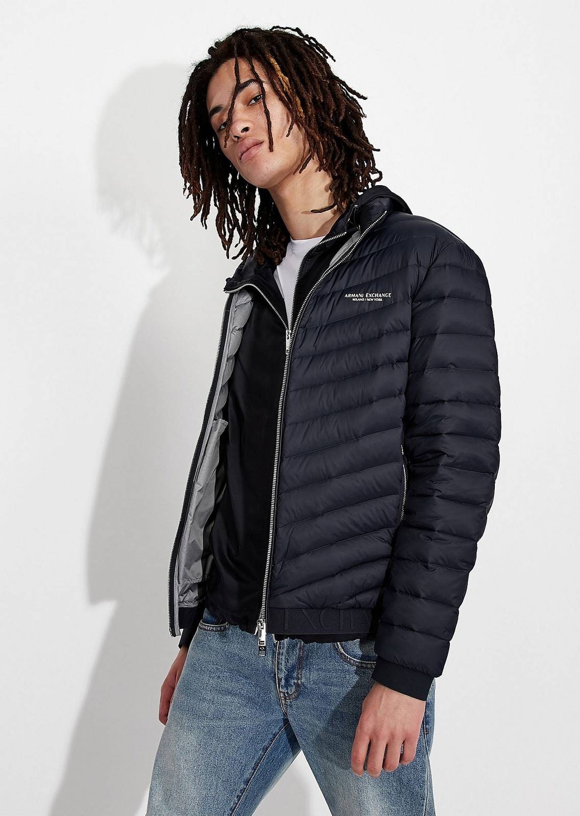 ARMANI EXCHANGE Veste Vera Feather en nylon matelassé Homme bleu Photo 4