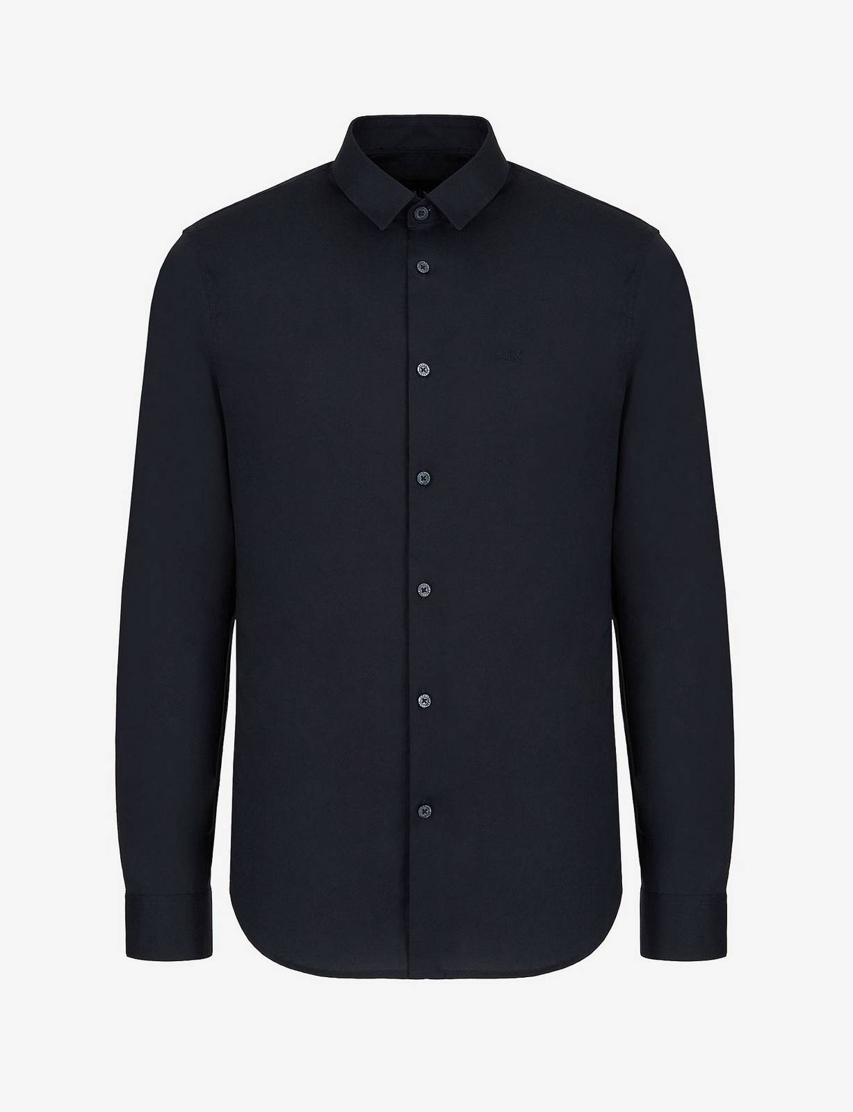 ARMANI EXCHANGE Cotton Stretch Logo Tone on Tone Shirt Man blue