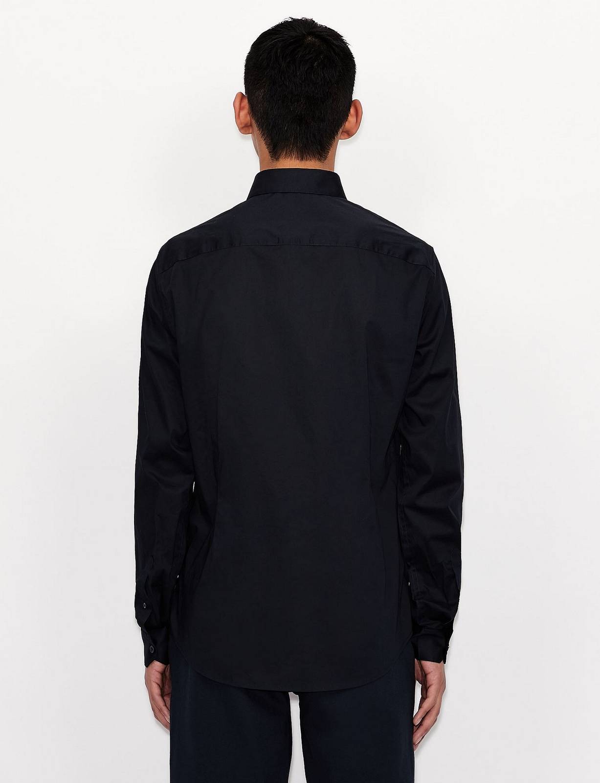 ARMANI EXCHANGE Ton in Ton Stretch-Baumwoll-Logohemd Herren blau Foto 3