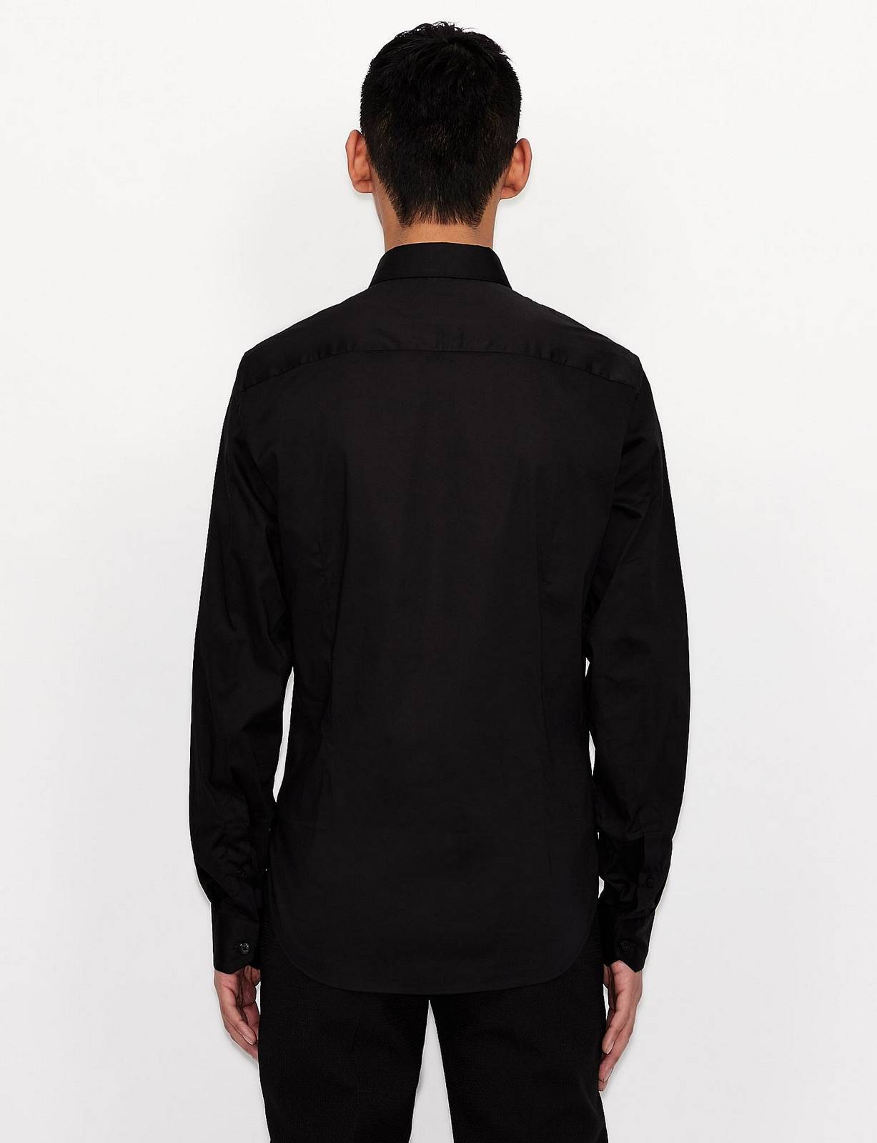 ARMANI EXCHANGE Cotton Stretch Logo Tone on Tone Shirt Man black Photo 3