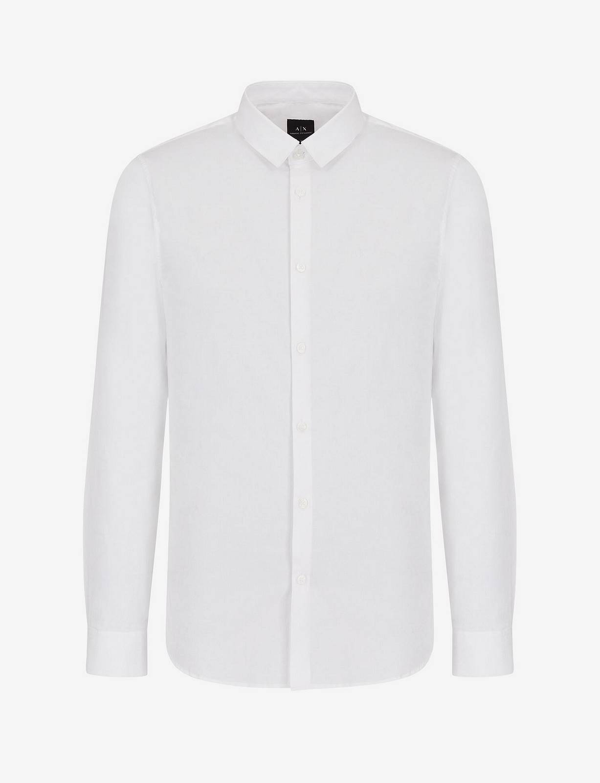 ARMANI EXCHANGE Cotton Stretch Logo Tone on Tone Shirt Man white