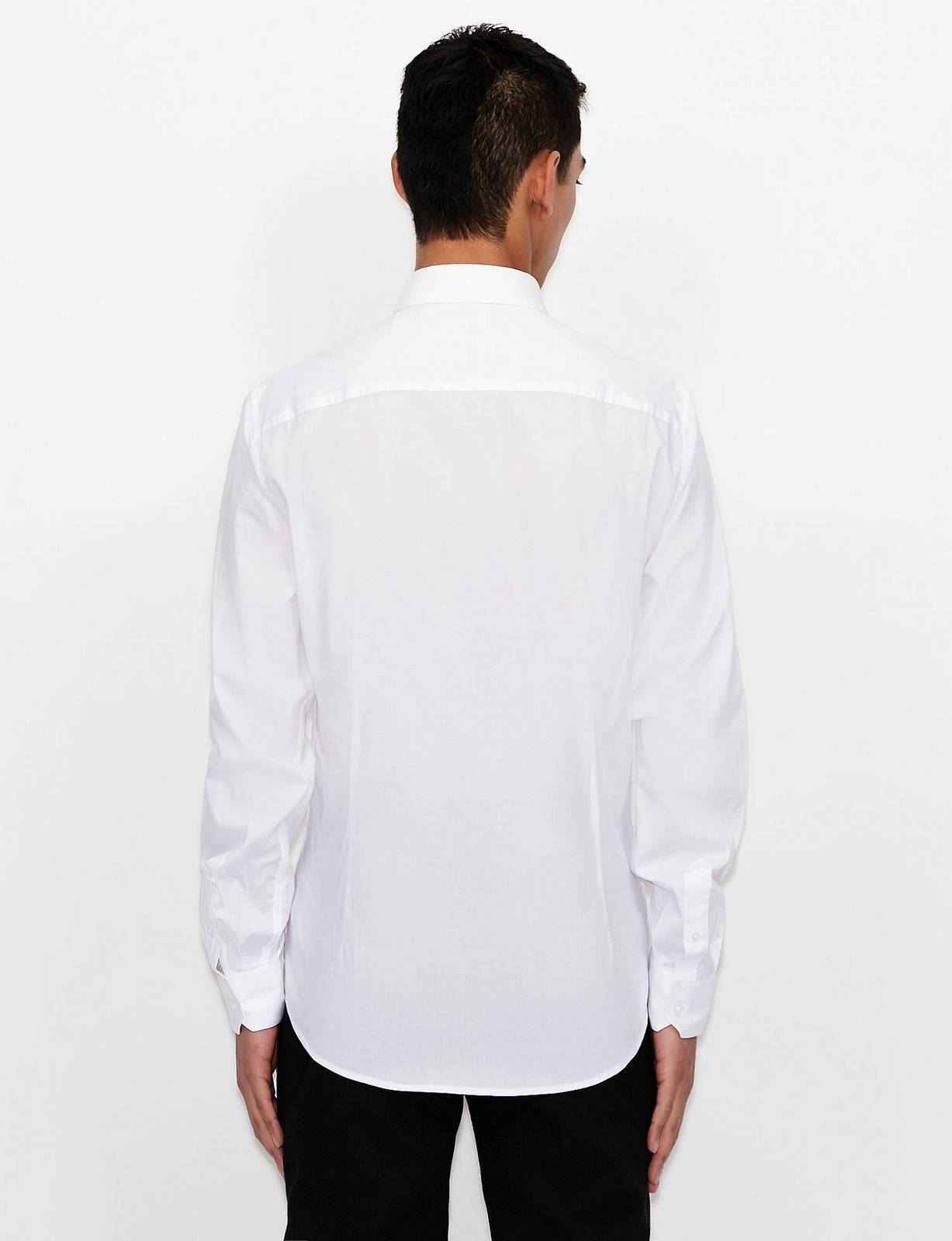ARMANI EXCHANGE Ton in Ton Stretch-Baumwoll-Logohemd Herren weiß Foto 3
