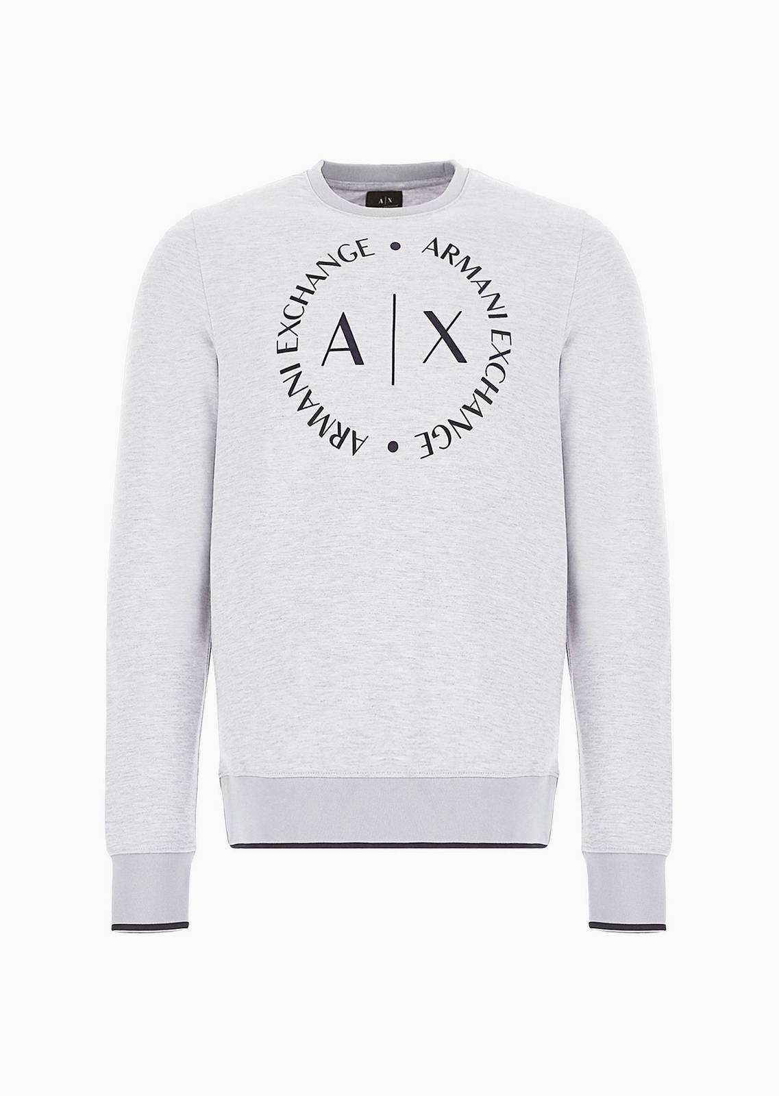 ARMANI EXCHANGE Sweatshirt col ras du cou en viscose mélangée Maxi Logo Homme gris