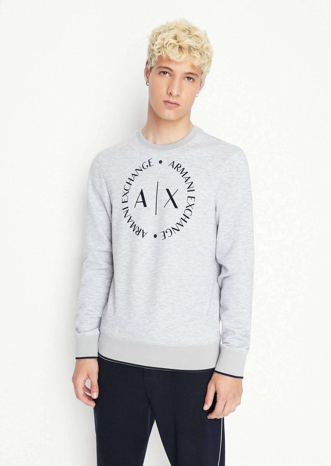 ARMANI EXCHANGE Sweatshirt col ras du cou en viscose mélangée Maxi Logo Homme gris Photo 2
