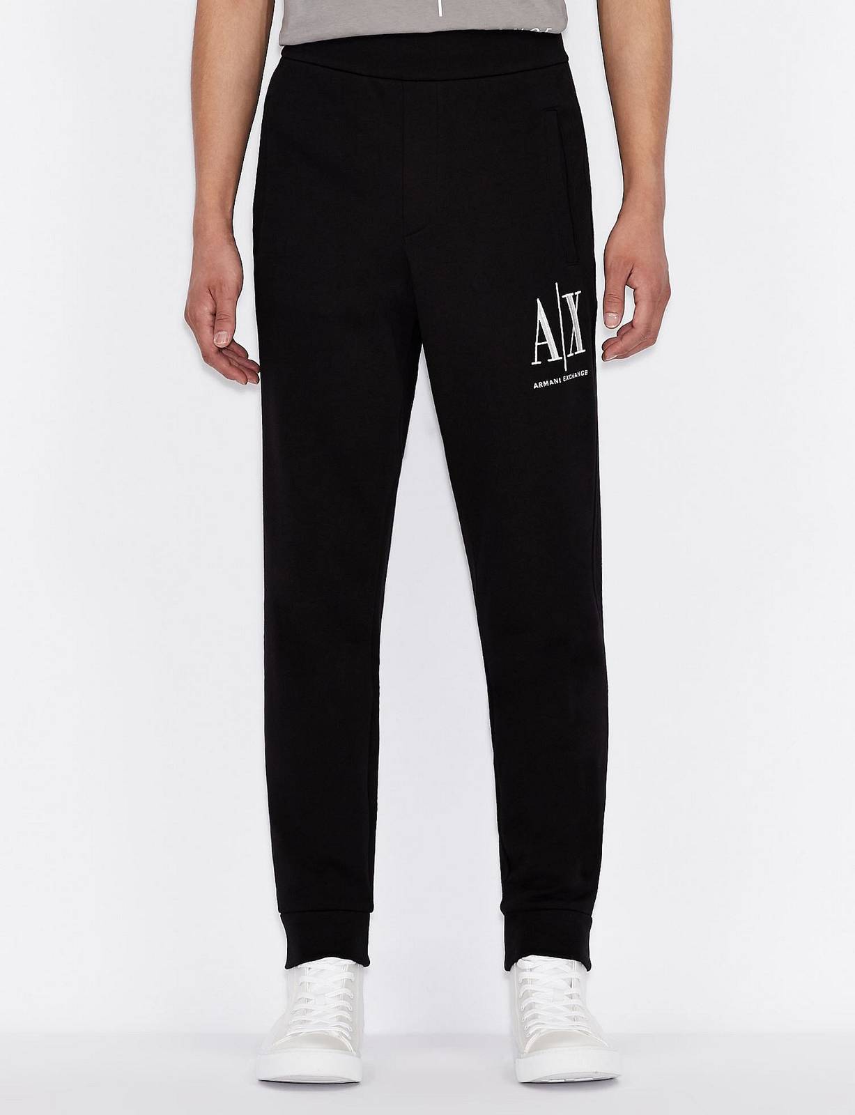 ARMANI EXCHANGE Pantalon de survêtement en coton à logo iconique Homme noir Photo 2